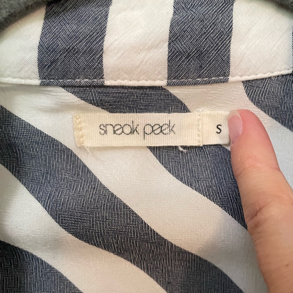 Sneak Peek Oversized Striped Button Down Top - Picture 7 of 8